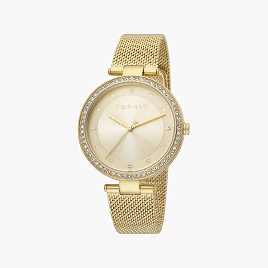 Esprit Women's Gold Stainless Steel Watch, Champagne Dial | Es1l215m0035-0
