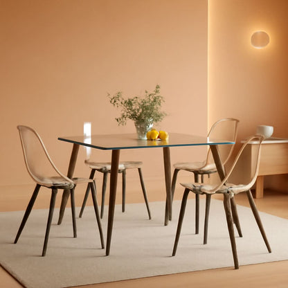 Clear Acrylic Dining Chairs Set of 4 With Black Legs-0