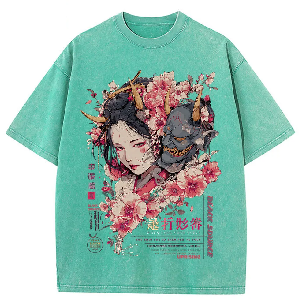 Anime Dragon Floral Graphic T Shirt Unisex Cotton Tee-3