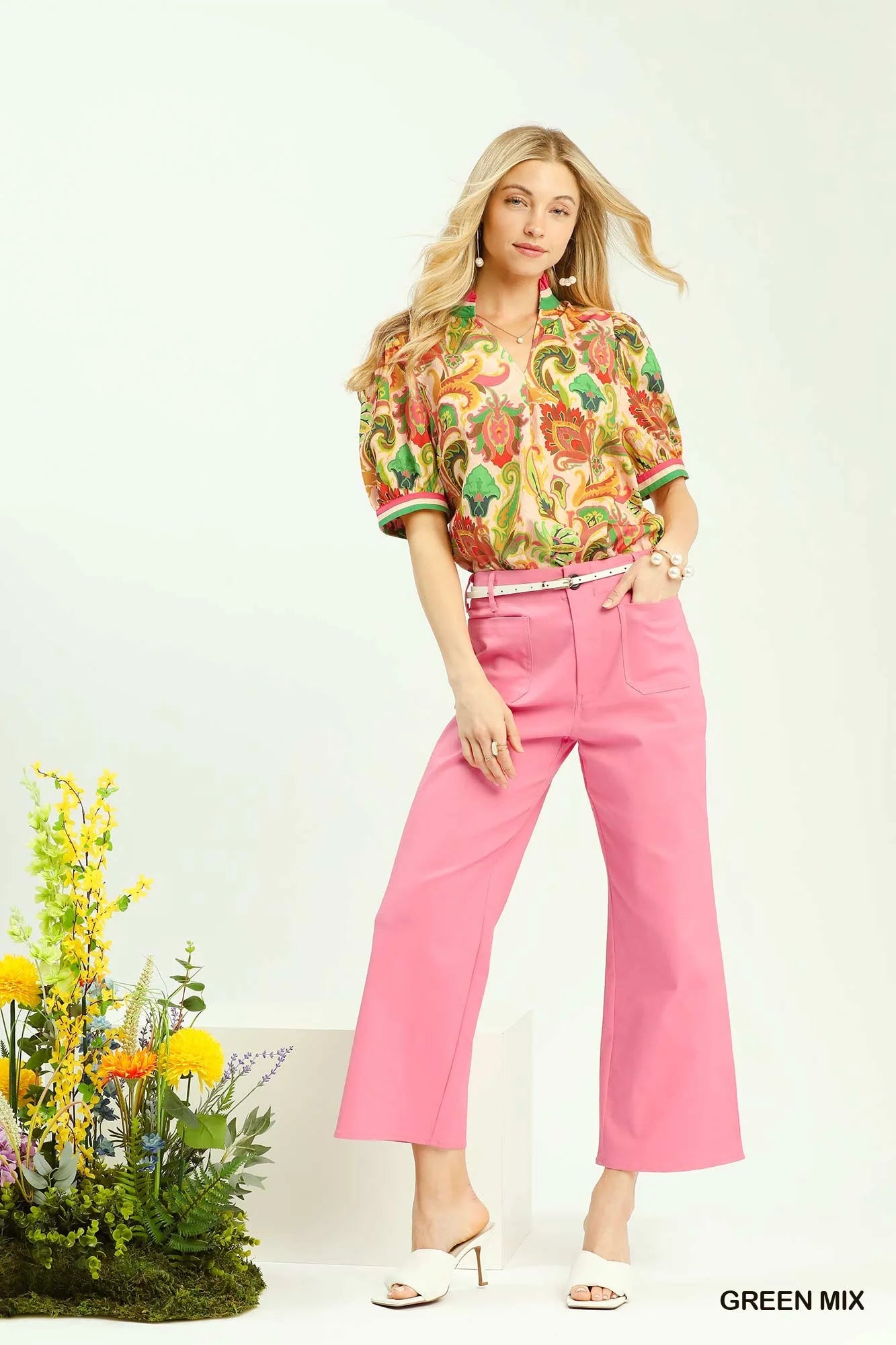 Umgee Jacquard Abstract Print Top-2