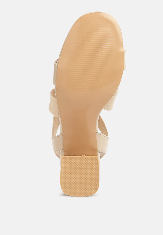 Elastic Straps Block Heel Sandals-1