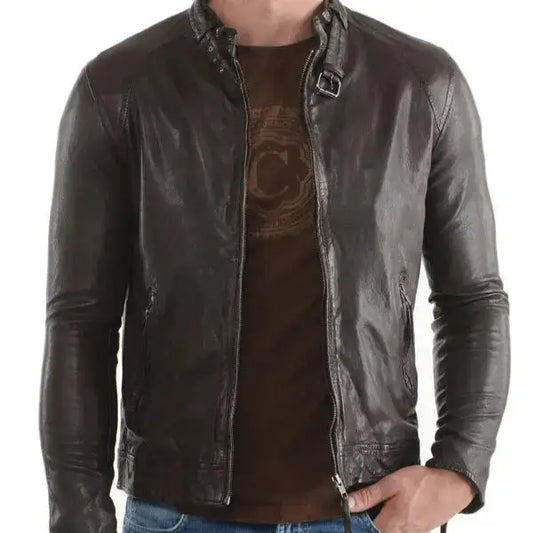Men’s Elegant Dark Brown Leather Jacket-0
