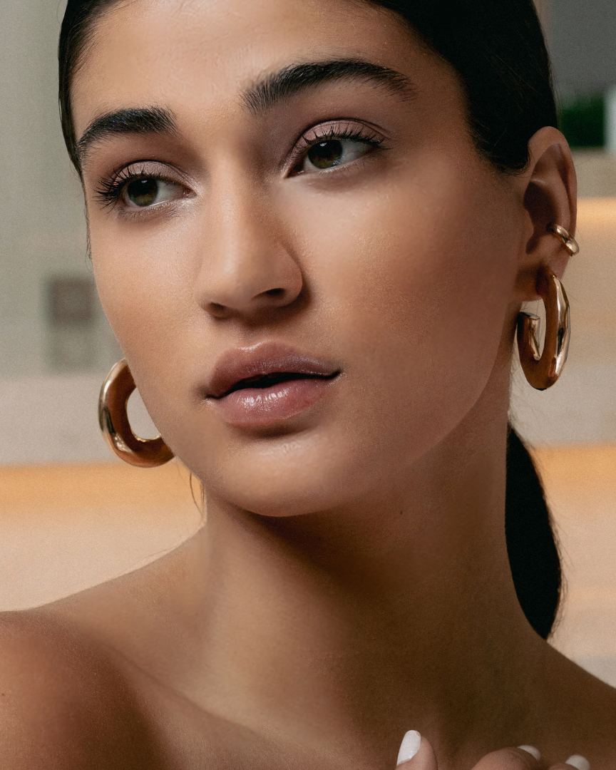 Emma Hammered Open Hoop Earrings Gold-2
