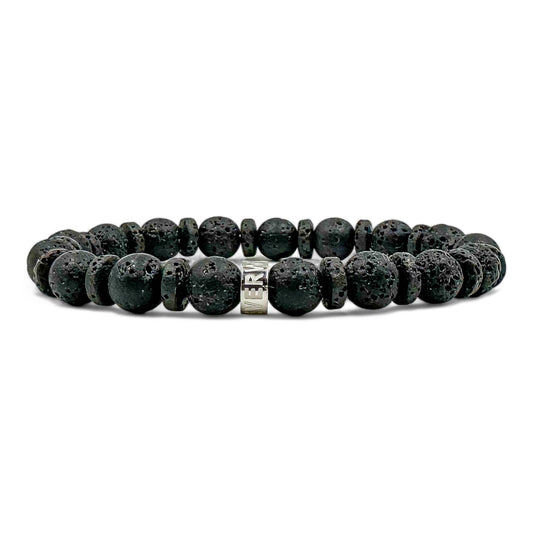 Atlas black lava rock beaded bracelet, image 1 of 5