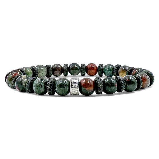 Atlas bloodstone beaded bracelet with black lava rock, image 1 of 5