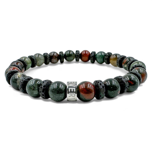 Atlas bloodstone beaded bracelet with black lava rock, image 2 of 5