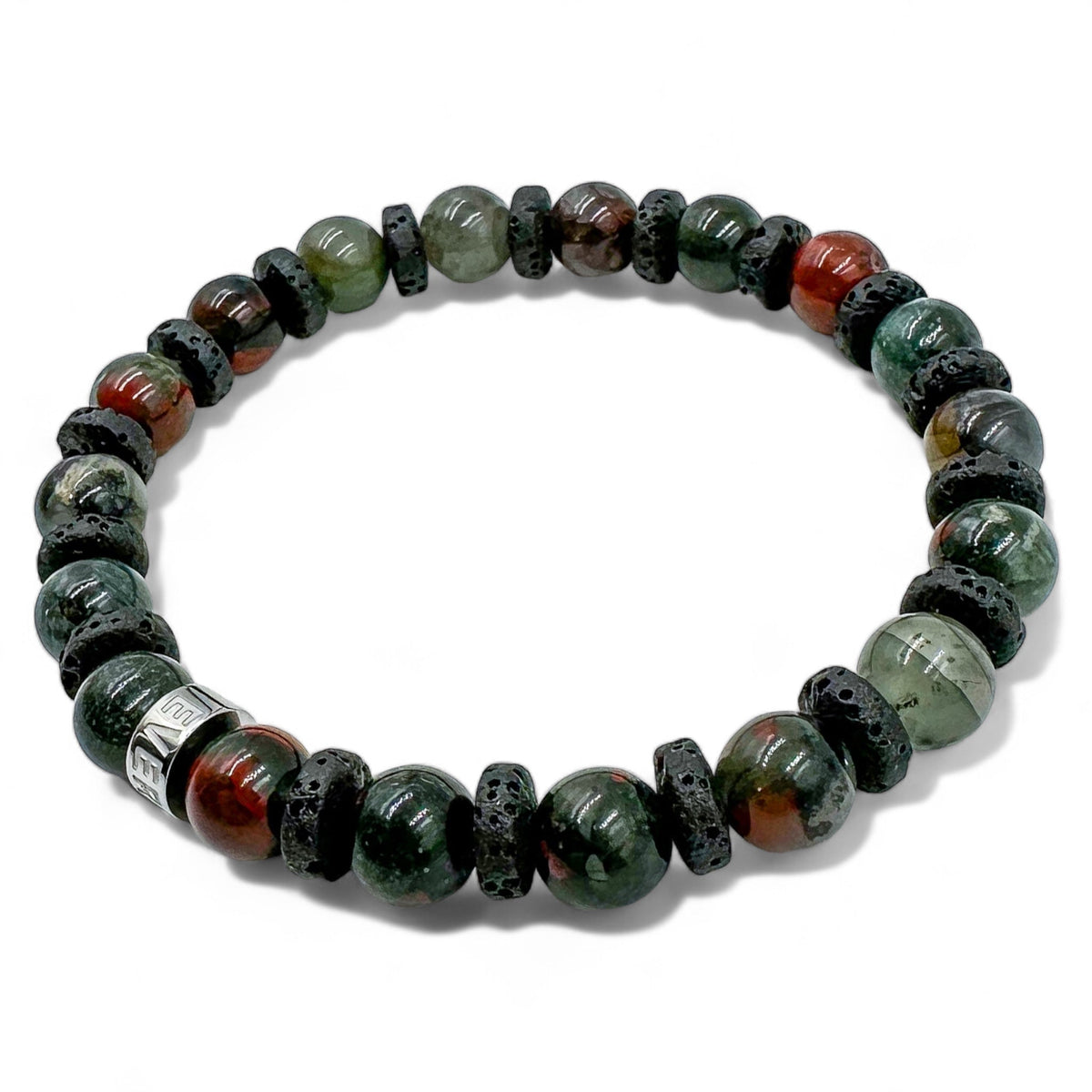 Atlas bloodstone beaded bracelet with black lava rock, image 3 of 5