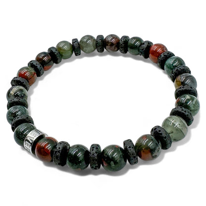 Atlas bloodstone beaded bracelet with black lava rock, image 3 of 5