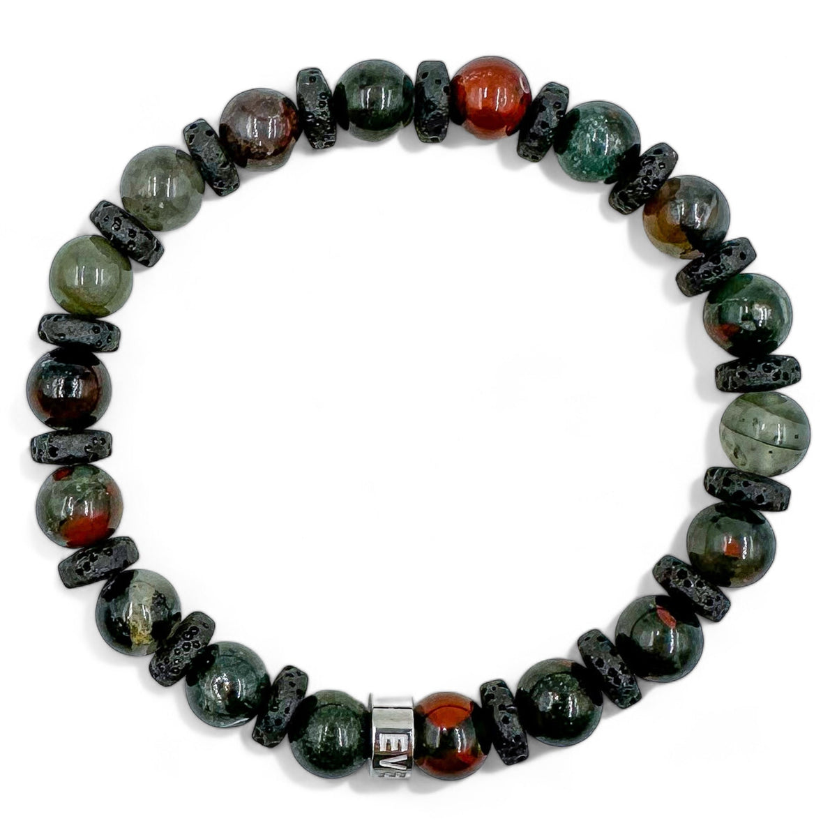 Atlas bloodstone beaded bracelet with black lava rock, image 4 of 5