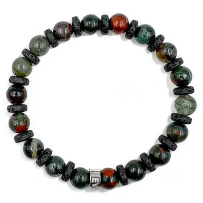 Atlas bloodstone beaded bracelet with black lava rock, image 4 of 5