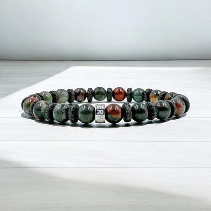Atlas bloodstone beaded bracelet with black lava rock, image 5 of 5