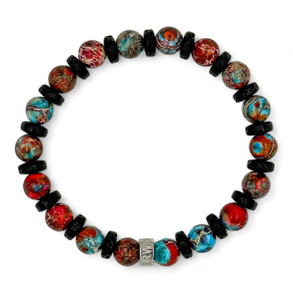 Atlas patriot jasper beaded bracelet with black lava rock, image 4 of 5