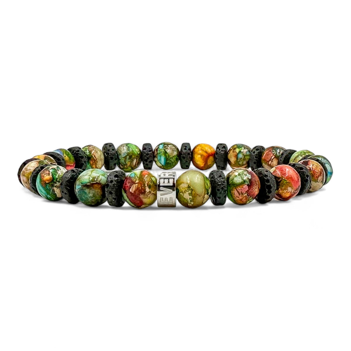 Atlas rainbow jasper beaded bracelet with black lava rock, image 1 of 5
