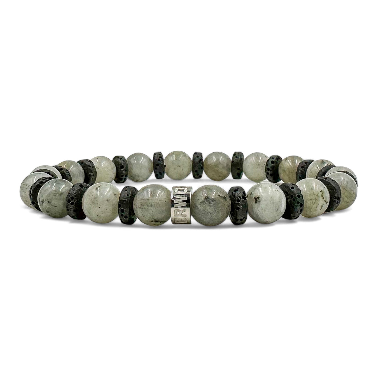 Atlas labradorite beaded bracelet with black lava rock, image 1 of 5