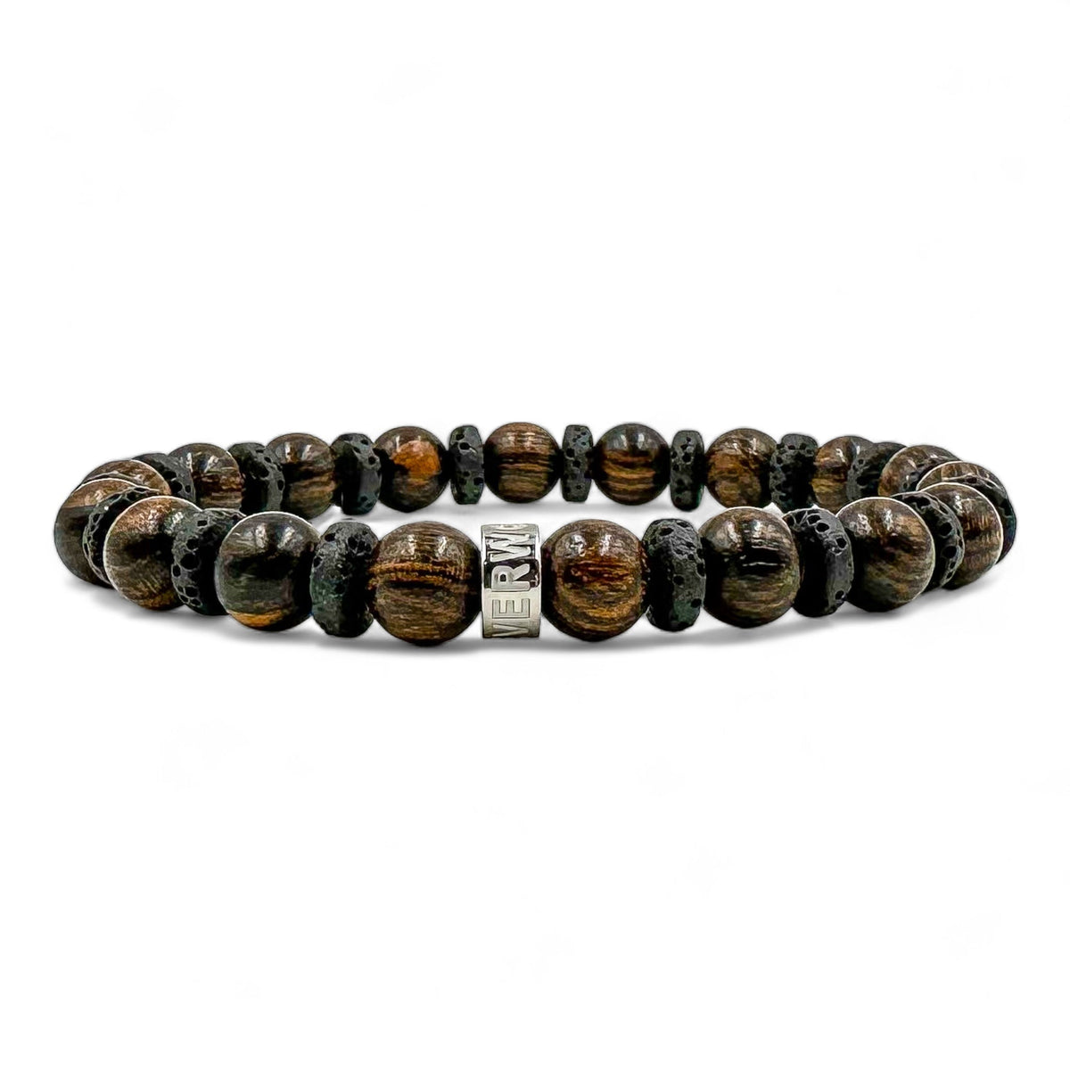 Atlas tigerskin sandalwood beaded bracelet with lava rock, image 1 of 5