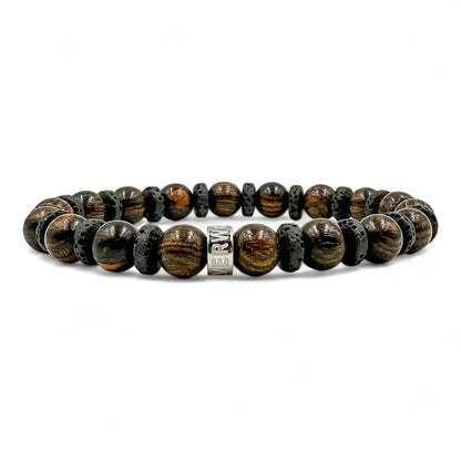 Atlas tigerskin sandalwood beaded bracelet with lava rock, image 1 of 5