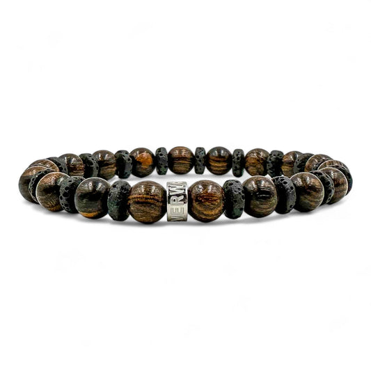 Atlas tigerskin sandalwood beaded bracelet with lava rock, image 1 of 5