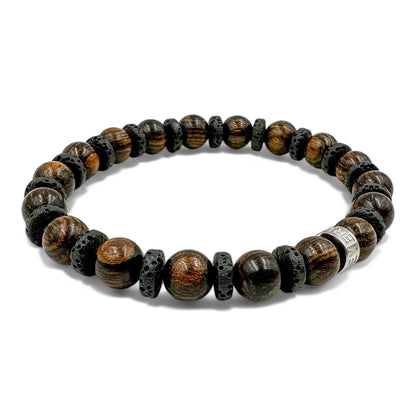 Atlas tigerskin sandalwood beaded bracelet with lava rock, image 3 of 5