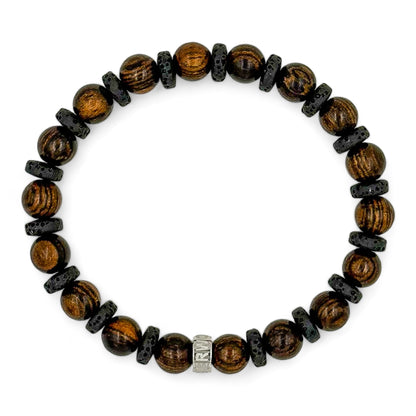 Atlas tigerskin sandalwood beaded bracelet with lava rock, image 4 of 5