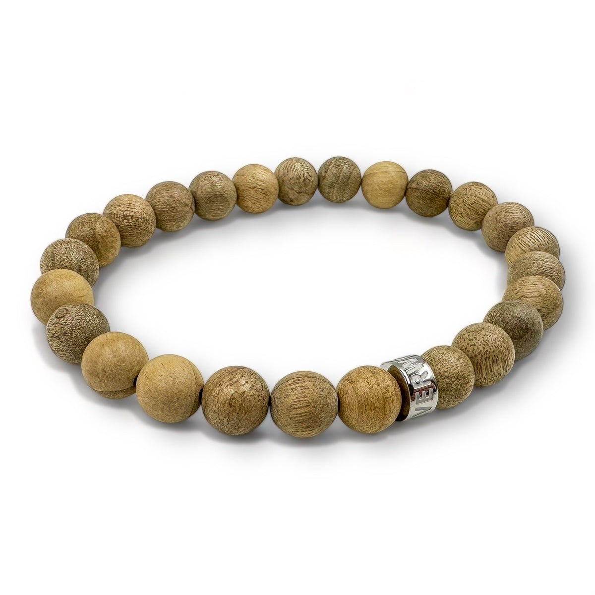 Cascade Ashbark camphor wood beaded bracelet, side view