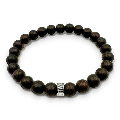 Cascade Blackthorn black sandalwood beaded bracelet, high angle view
