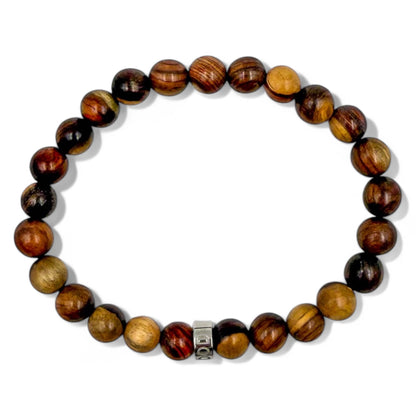Cascade Cold Canyon mahogany sapwood beaded bracelet, overhead view