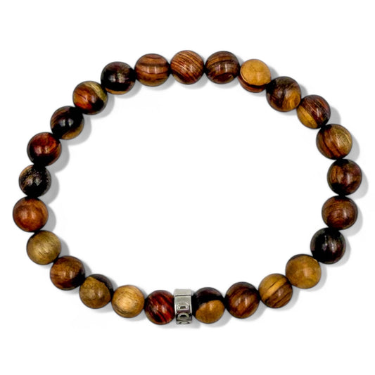 Cascade Cold Canyon mahogany sapwood beaded bracelet, overhead view