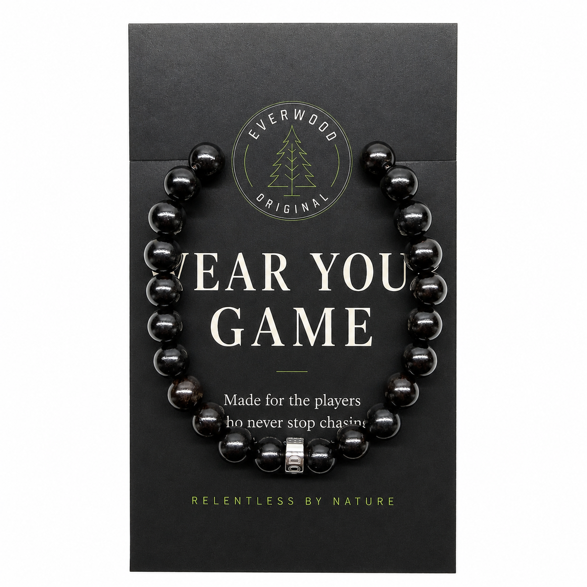Cascade ebony blackwood beaded bracelet, with its packaging