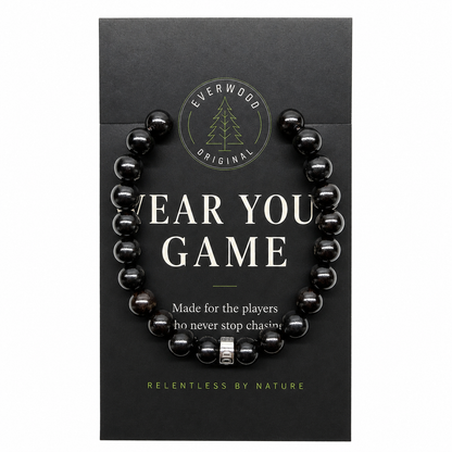 Cascade ebony blackwood beaded bracelet, with its packaging