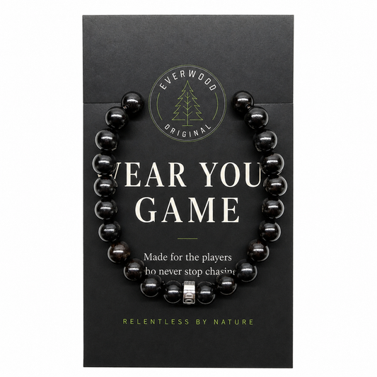 Cascade ebony blackwood beaded bracelet, with its packaging