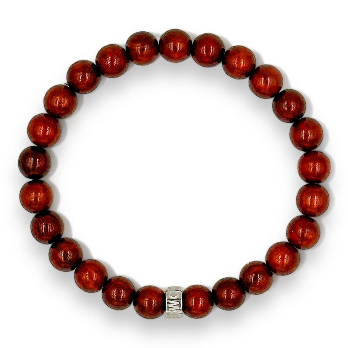 Cascade Flintshadow brazilian rosewood beaded bracelet, overhead view