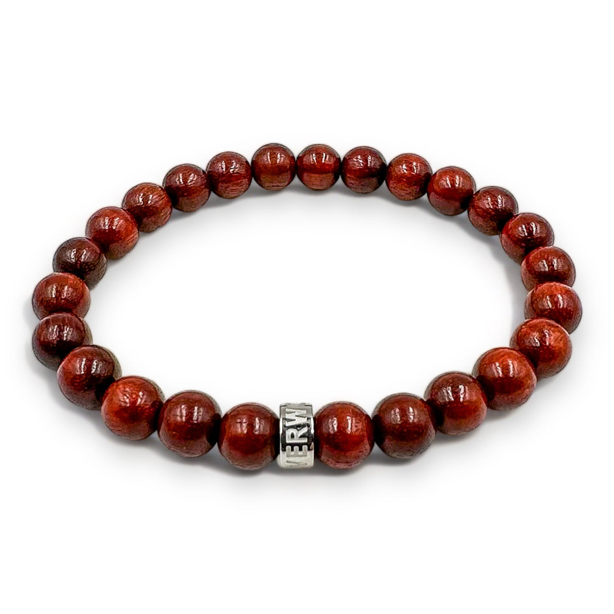 Cascade Flintshadow brazilian rosewood beaded bracelet, high angle view