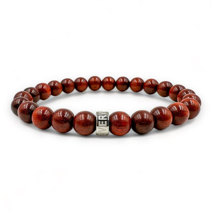 Cascade Flintshadow brazilian rosewood beaded bracelet, low angle view