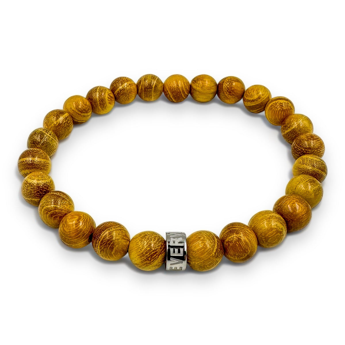 Cascade Yella Ember golden sandalwood beaded bracelet, high angle view