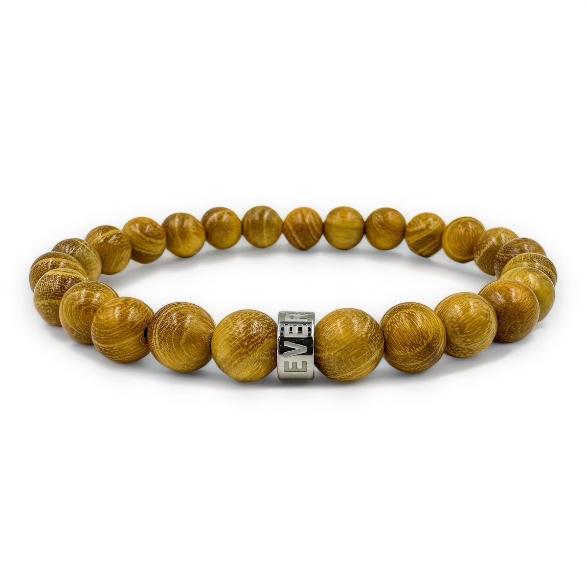 Cascade Yella Ember golden sandalwood beaded bracelet, low angle view