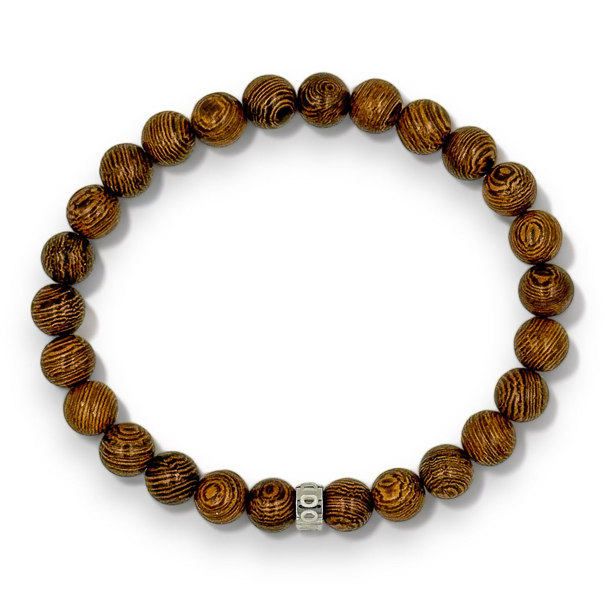 Cascade Roughcut brown zebrawood beaded bracelet, on a white background, image 2 of 5