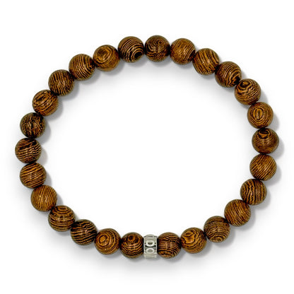 Cascade Roughcut brown zebrawood beaded bracelet, on a white background, image 2 of 5