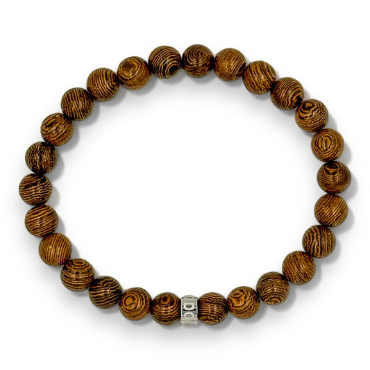 Cascade Roughcut brown zebrawood beaded bracelet, on a white background, image 2 of 5