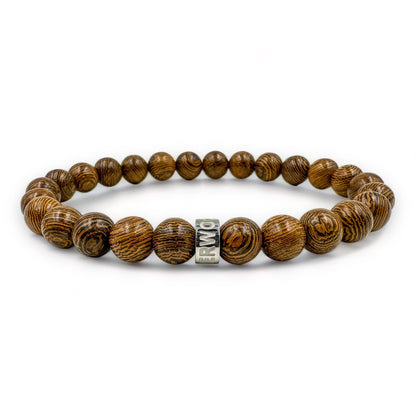 Cascade Roughcut brown zebrawood beaded bracelet, on a white background, image 3 of 5