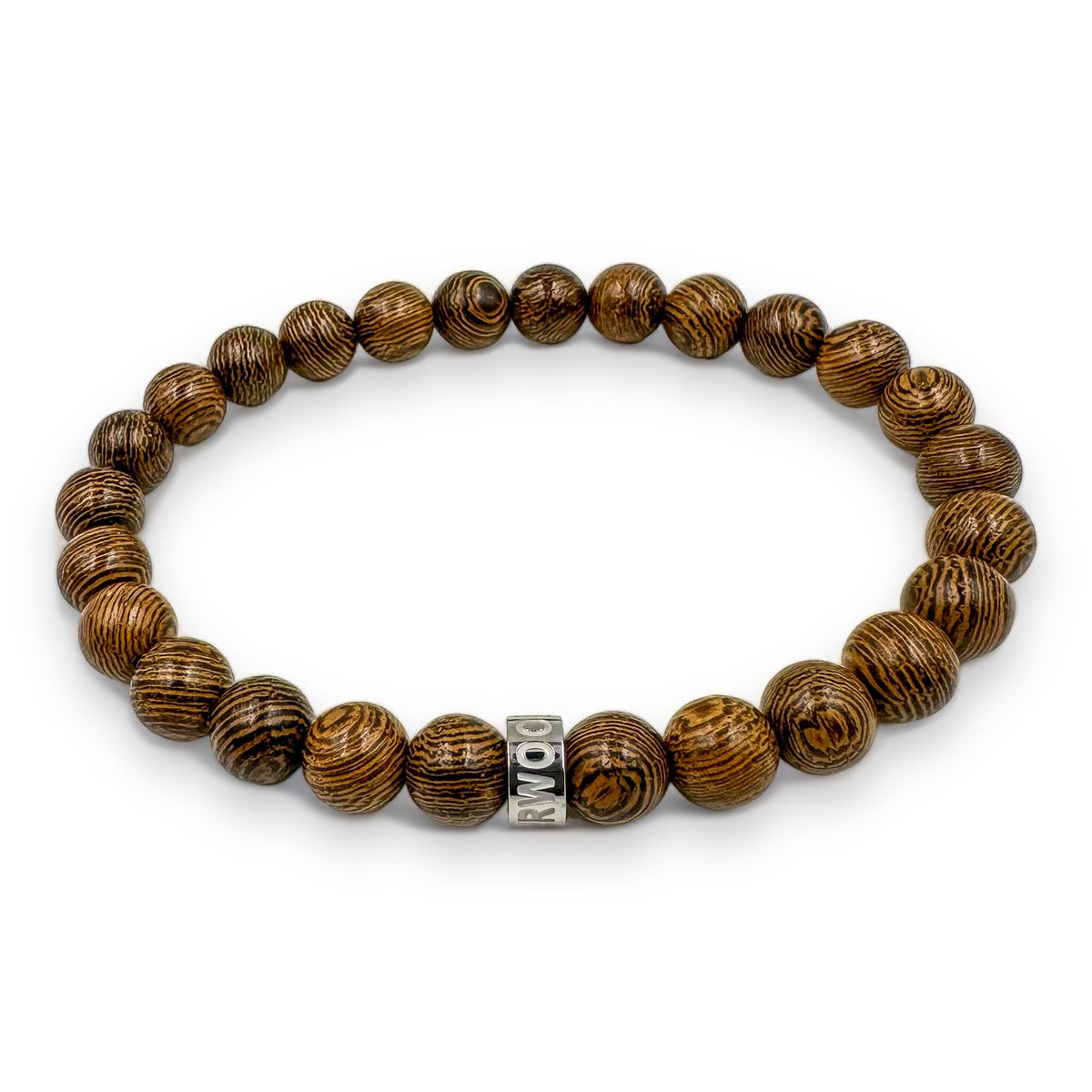 Cascade Roughcut brown zebrawood beaded bracelet, on a white background, image 4 of 5
