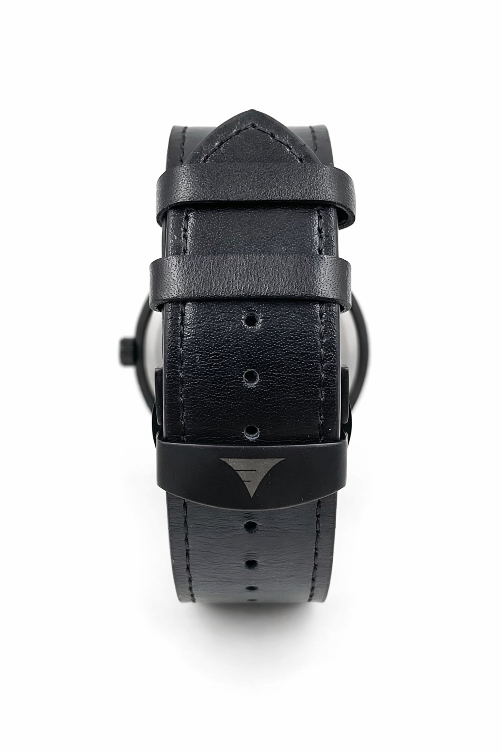 Inverness black leather watch strap shown on its own