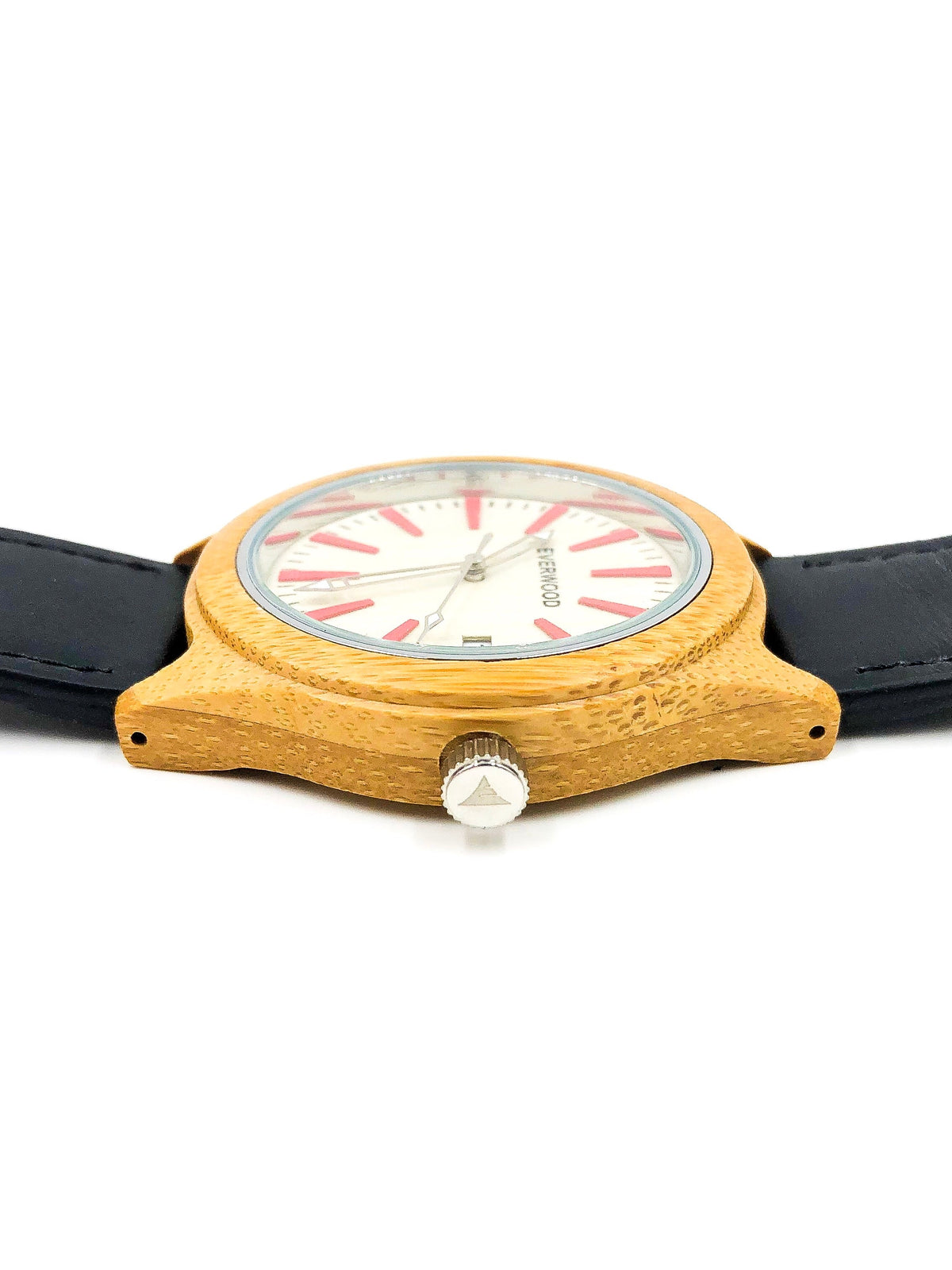 Kylemore bamboo wooden watch with black leather strap, image 4 of 5