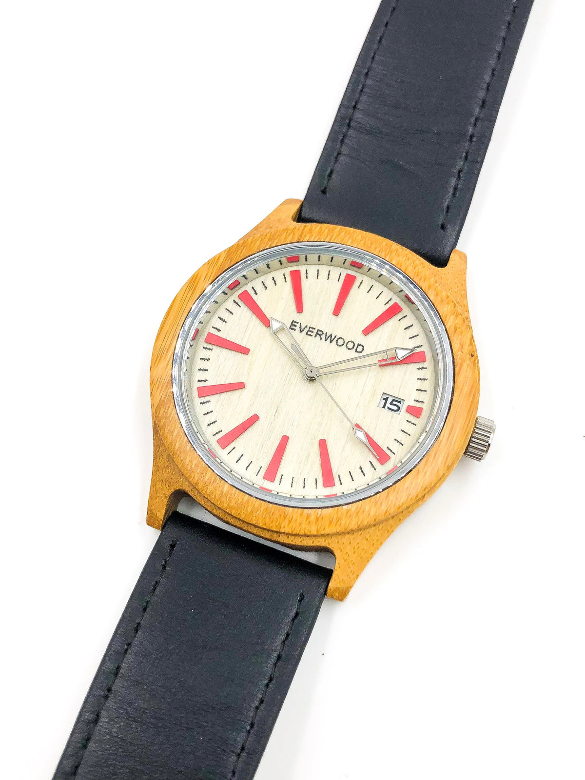 Kylemore bamboo wooden watch with black leather strap, image 5 of 5
