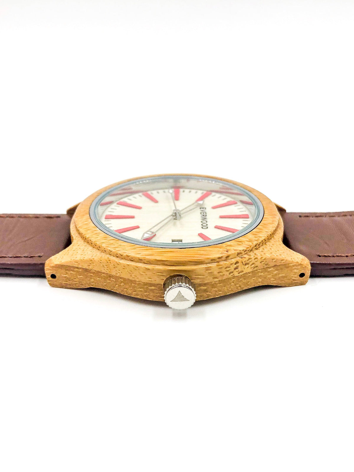 Kylemore bamboo wooden watch with brown leather strap, image 4 of 5