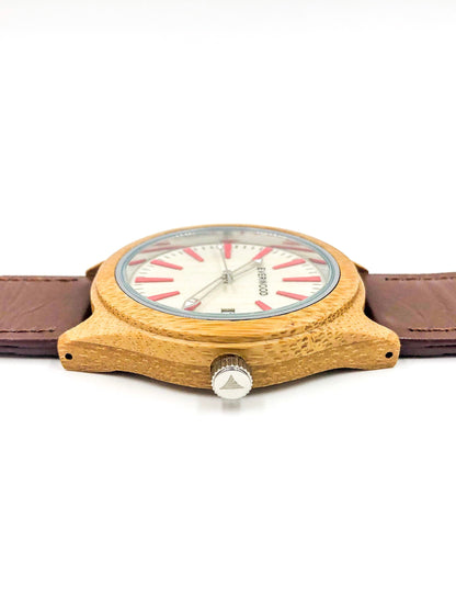 Kylemore bamboo wooden watch with brown leather strap, image 4 of 5