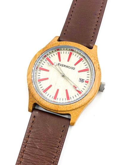 Kylemore bamboo wooden watch with brown leather strap, image 5 of 5