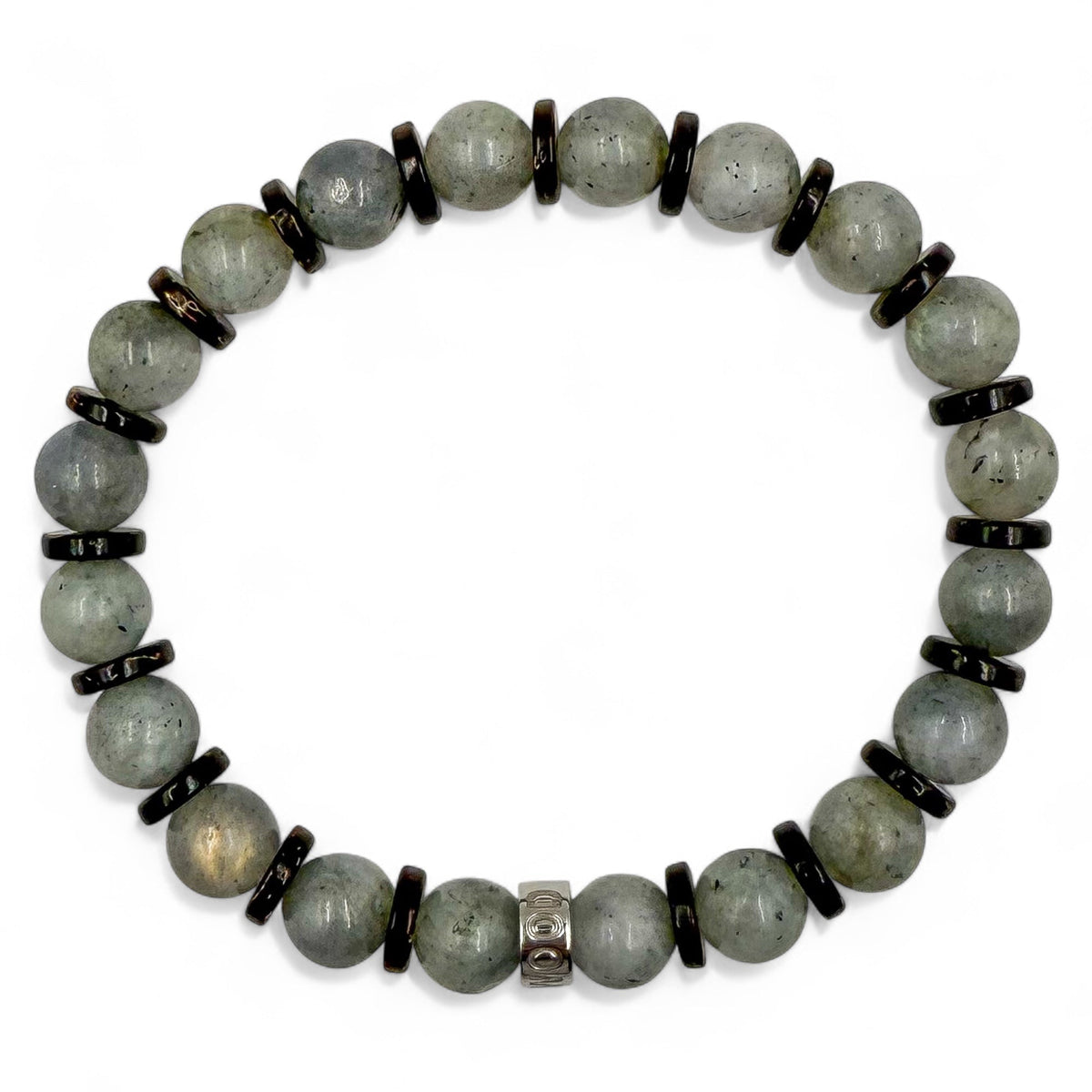 Pulse Lunar Nomad labradorite beaded bracelet, overhead view