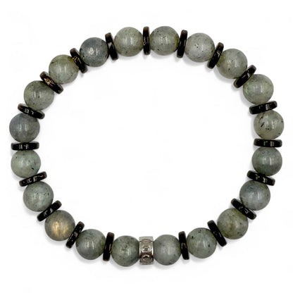 Pulse Lunar Nomad labradorite beaded bracelet, overhead view