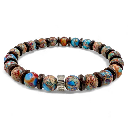 Pulse Americana Spark patriot jasper beaded bracelet, front view