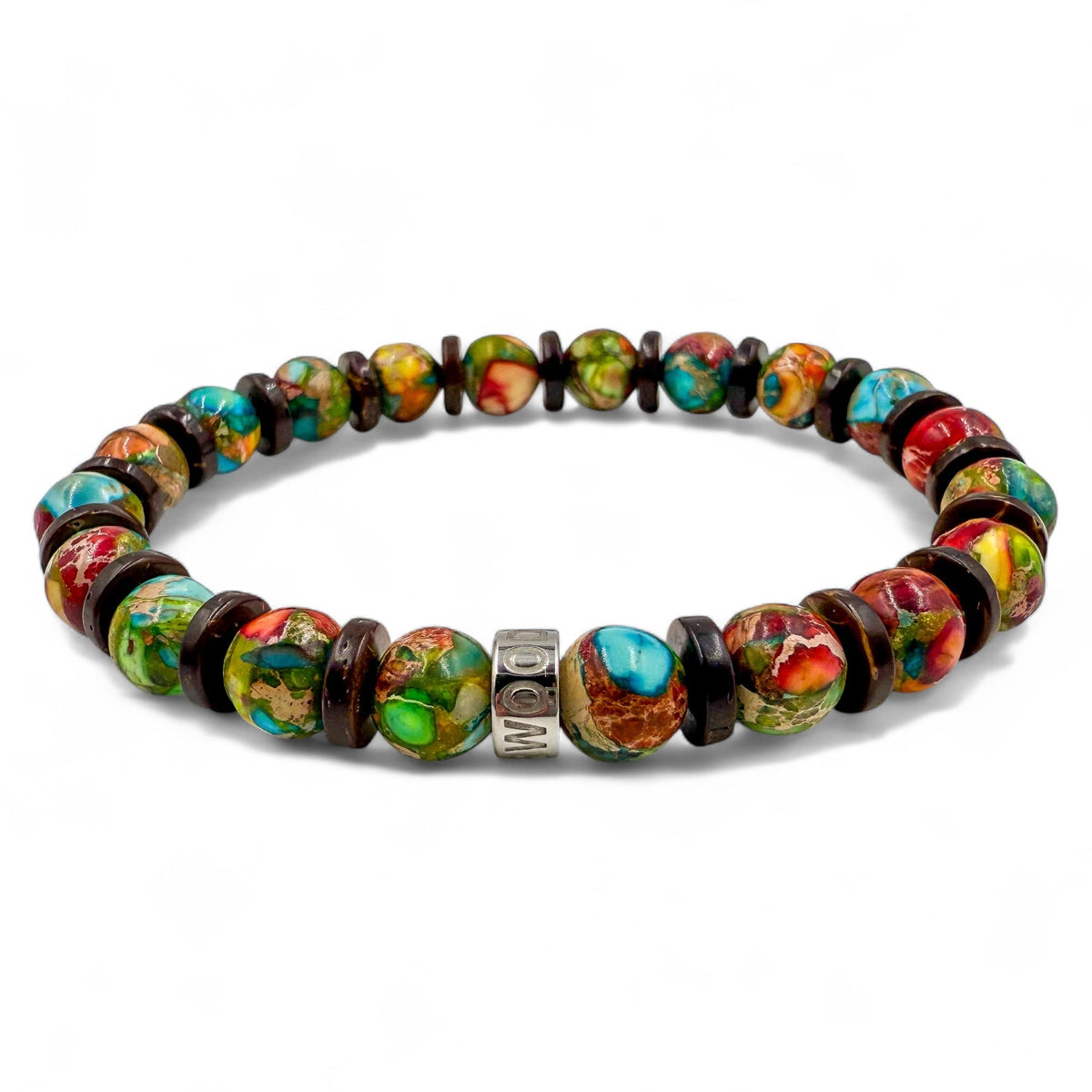 Pulse Jungle Fiesta rainbow jasper beaded bracelet, front view